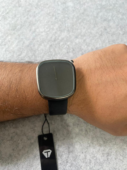 TOMI Modern Minimalist Quartz Watch – Matte Grey Dial with Soft Grey Leather Strap
